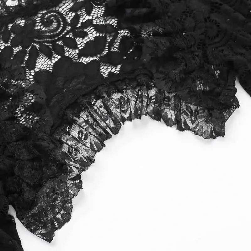 Gothic Classic Lace Flare Sleeve Blouse Y2K Rave