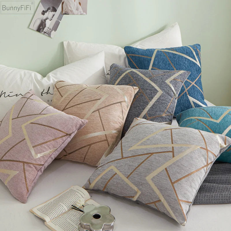 DecorBites™ Geometric Chenille Cushion Cover 45x45 Comfortable Luxury Home Decor