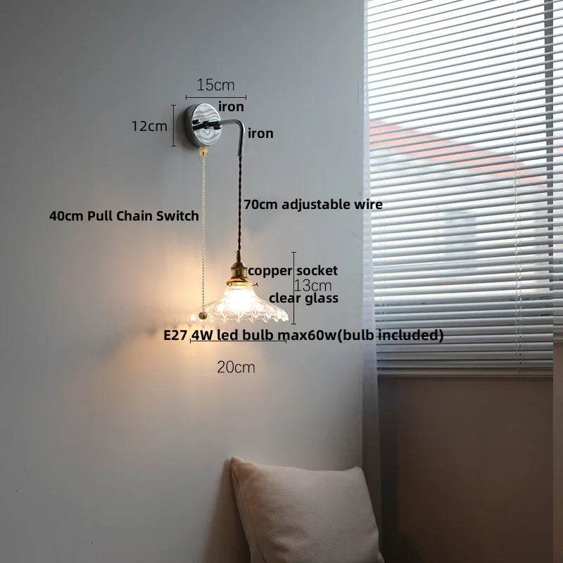 DecorBites™ Japanese Style LED Wall Sconce Pull Chain Stair Light Fixtures