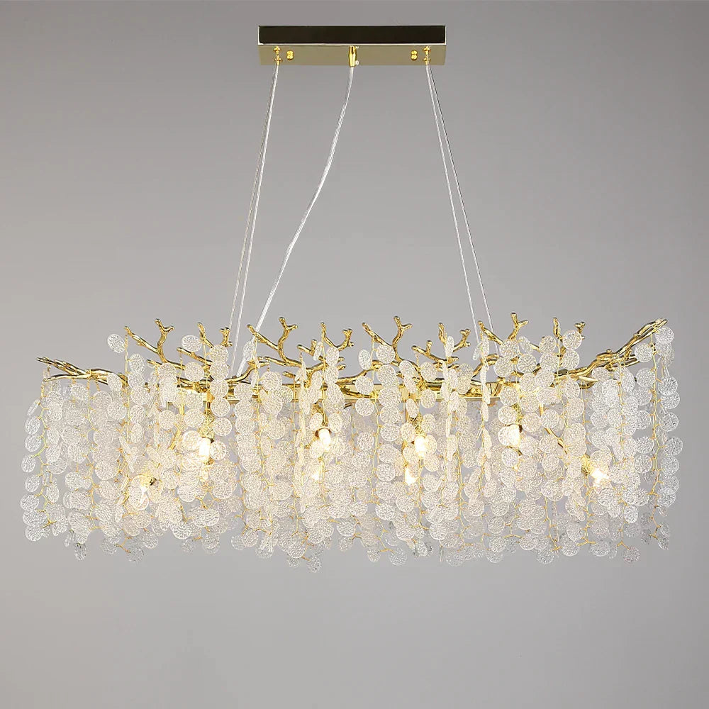 DecorBites™ Gold Money Tree Branch Crystal Chandelier for Living Room and Bedroom