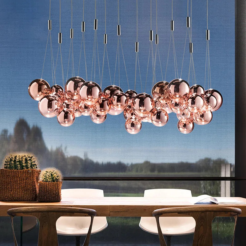 DecorBites™ Glass Ball LED Pendant Chandelier for Modern Spaces