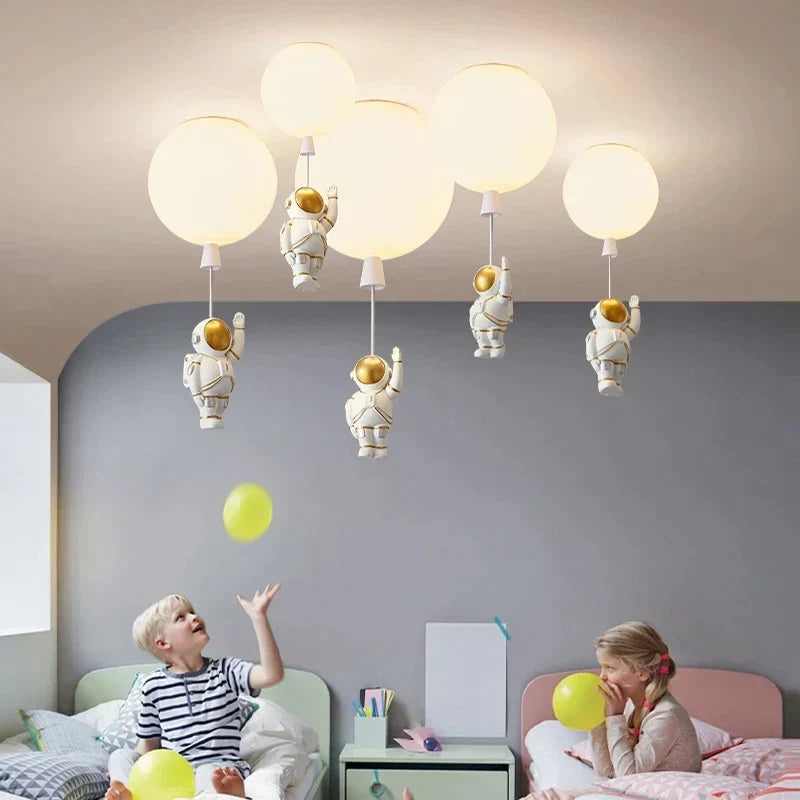 DecorBites™ LED Astronaut Glass Ball Pendant Light for Children's Room