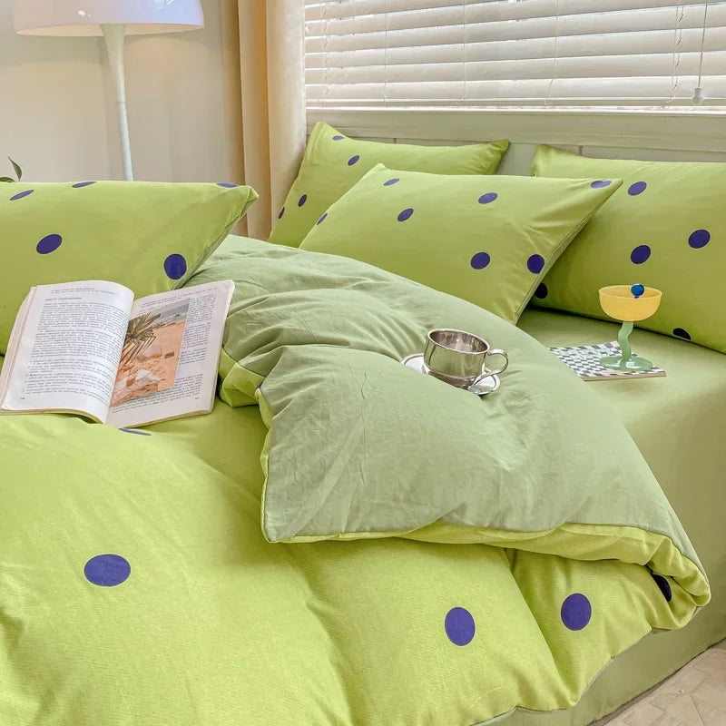 DecorBites™ Double Layer Yarn Cozy Bed Sheet Set - High-Quality Washed Cotton Printed Bedding