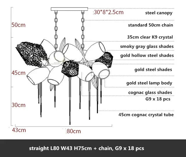 DecorBites™ Crystal Duplex Chandelier - Modern Designer Lighting for Living Room