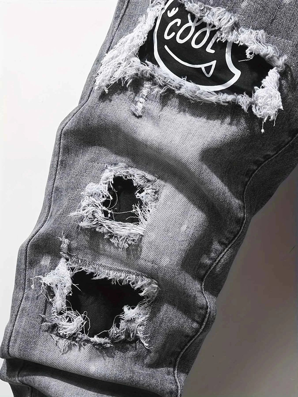 Men's slim fit ripped long denim pants