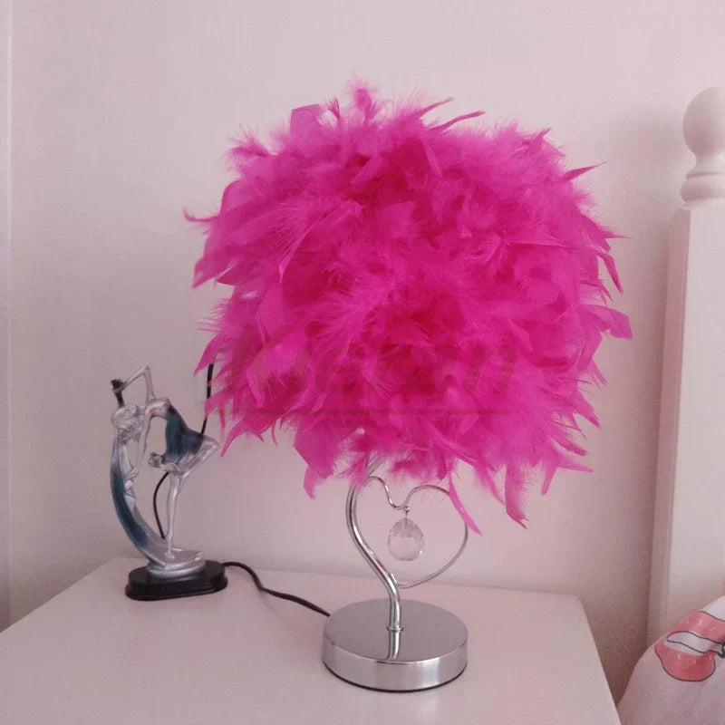 DecorBites™ Crystal Feather LED Table Lamp for Bedroom, Study, & Living Room
