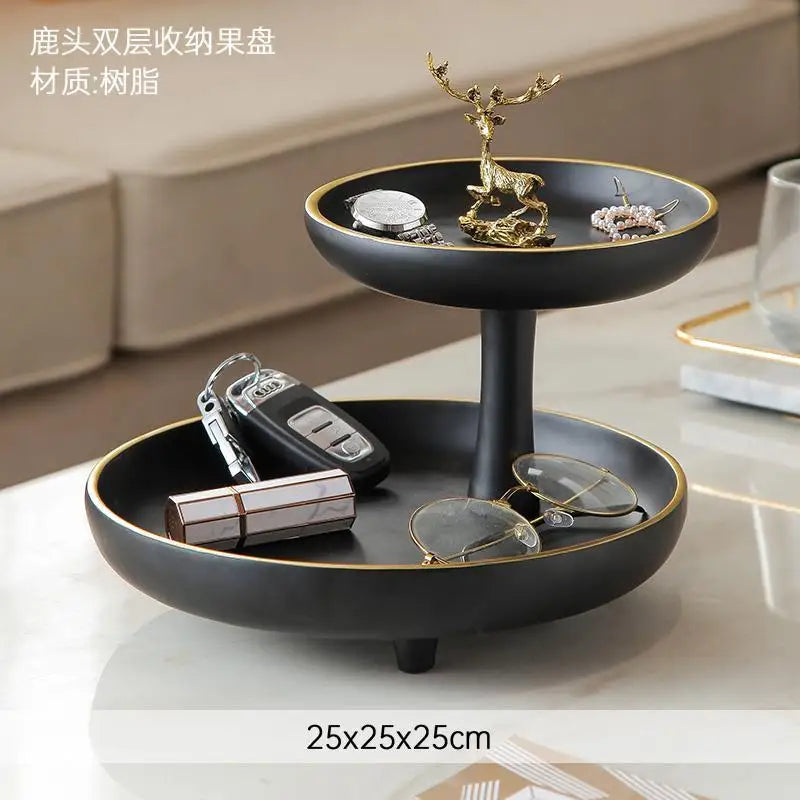 DecorBites™ Double-Layer Coffee Table Tray: Stylish Storage Box for Cosmetics, Keys, and Decor