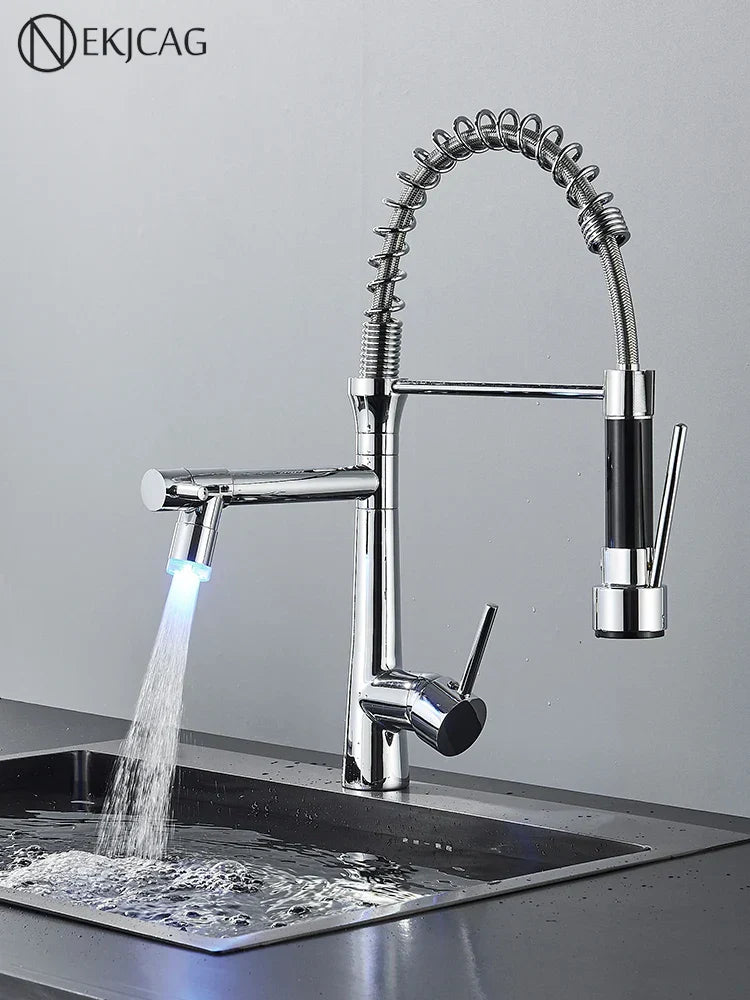 DecorBites™ Dual Nozzle Gourmet Kitchen Faucet | Pull-Down, 360° Rotation, Chrome Mixer