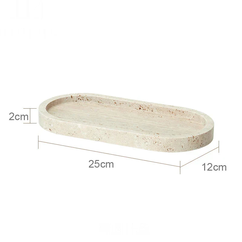 DecorBites™ Beige Travertine Marble Bathroom Accessories Set - Soap Dispenser, Soap Dish, Reed Diffuser