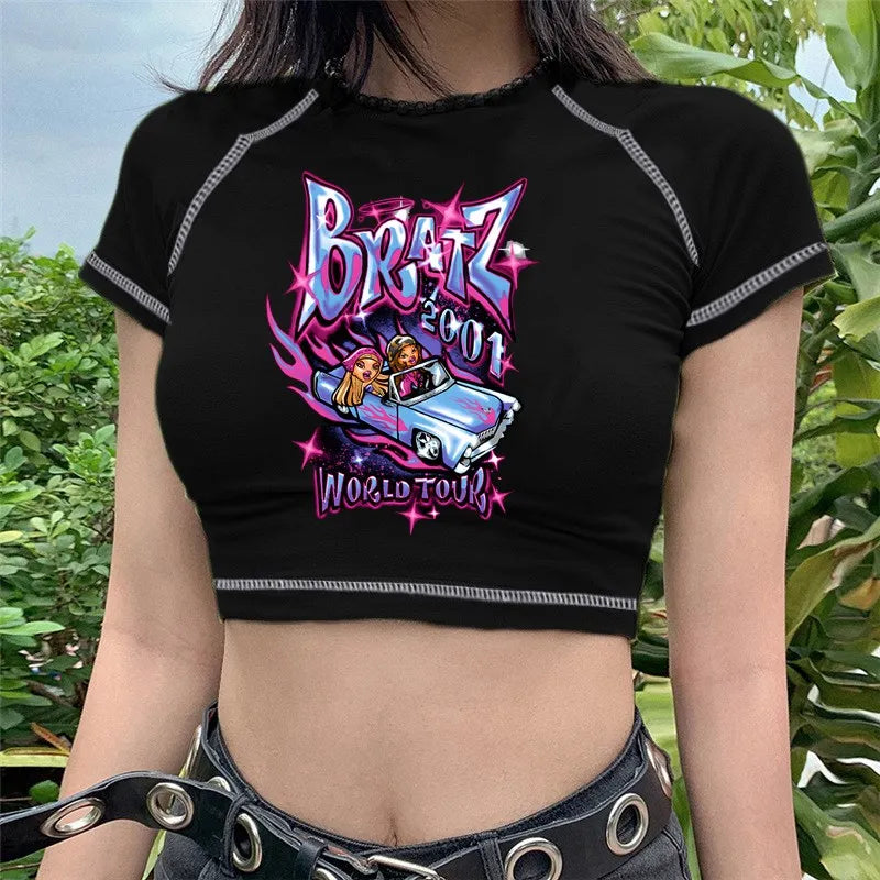Women's Y2K Gothic Cartoon Print T-Shirt Trendy