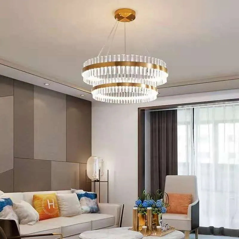 DecorBites™ Crystal LED Circle Pendant Chandelier for Living Room Kitchen Decor