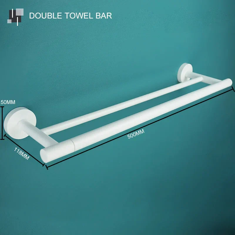 DecorBites™ Bathroom Accessory Set: Towel Rack, Toilet Brush, Paper Holder, Toothbrush Holder, Soap Tray