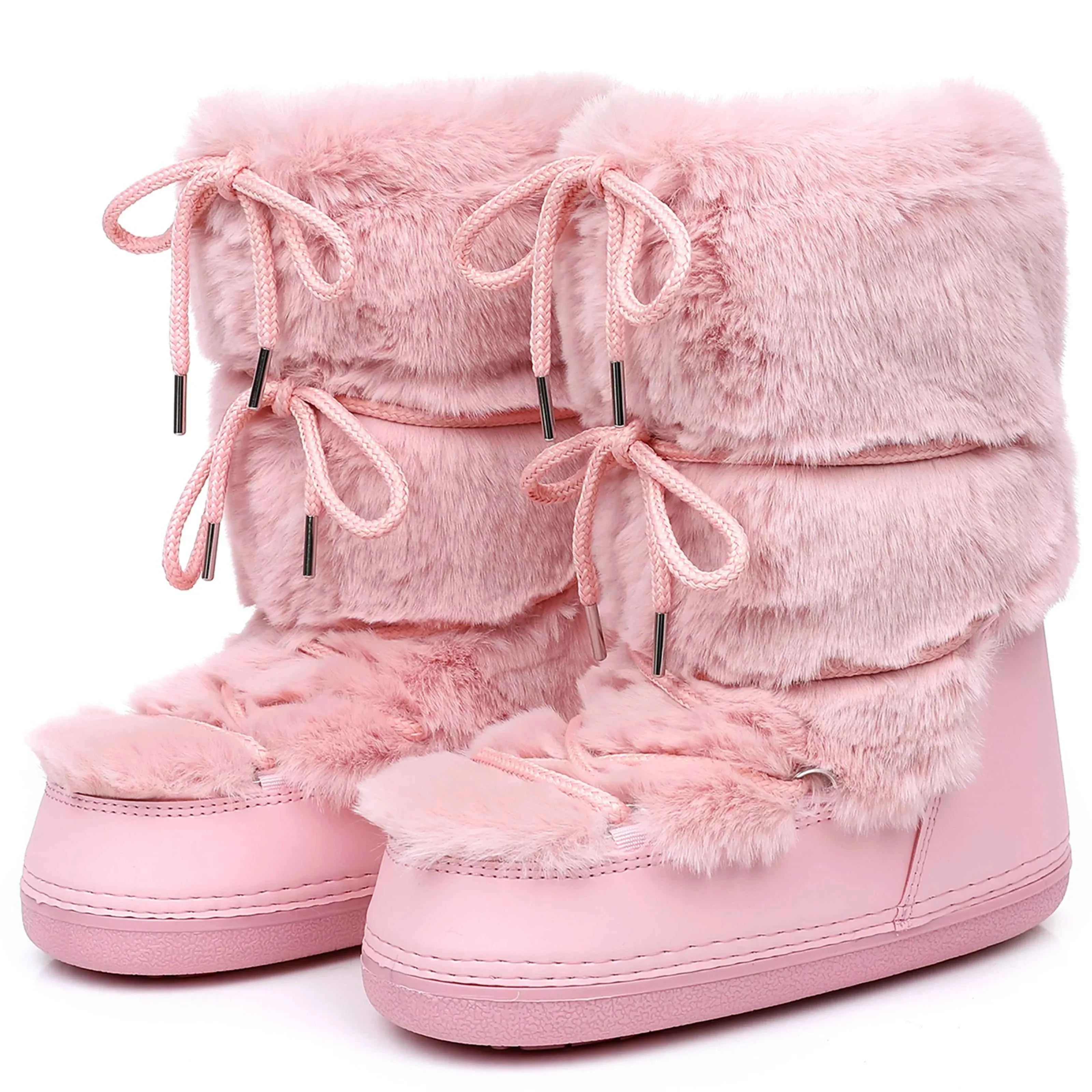 Faux Fox Fur Snow Boots Furry Warm Cotton Boots Female Outdoor Ski Boots