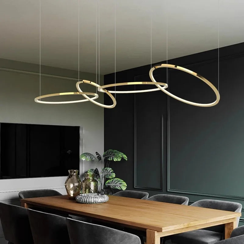 DecorBites™ Gold Stainless Steel Circles Pendant Lights for Dining Room Home Decor