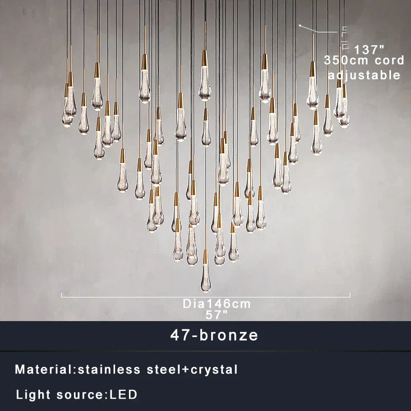 DecorBites™ Crystal Water-drop Chandelier Light Fixture - Luxury Stairwell Decor