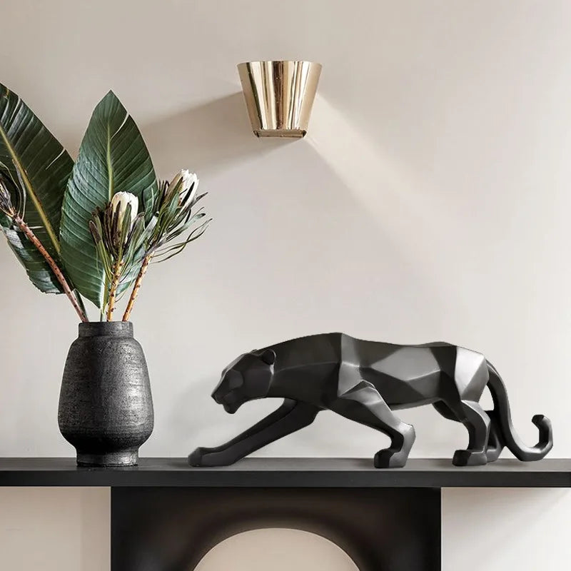 DecorBites™ Golden Leopard Resin Sculpture - Handcrafted Cheetah Decoration