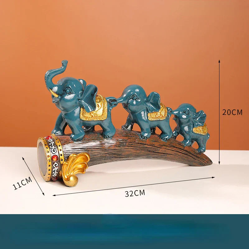 DecorBites™ Elephant Resin Ornament: Elegant Living Room Sculpture & Home Office Decor