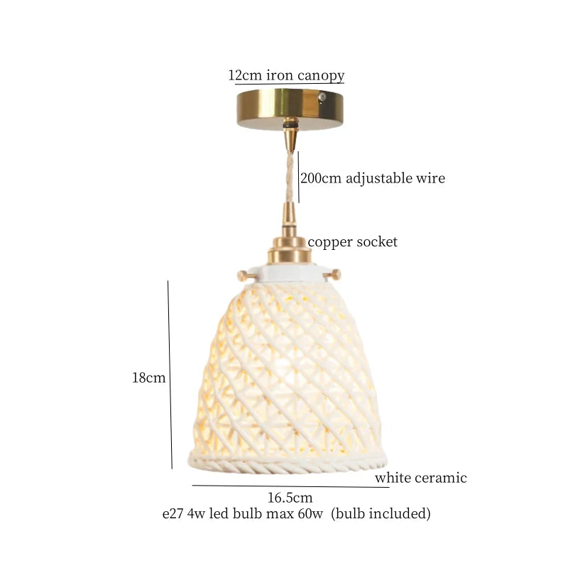 DecorBites™ French Minimalism Ceramic LED Pendant Light for Home Decor