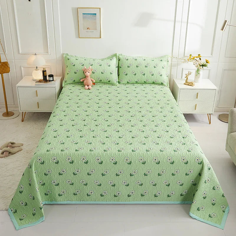 DecorBites™ Cotton Double Bedspread Set with Floral Design for Healthy Home Bed Decor