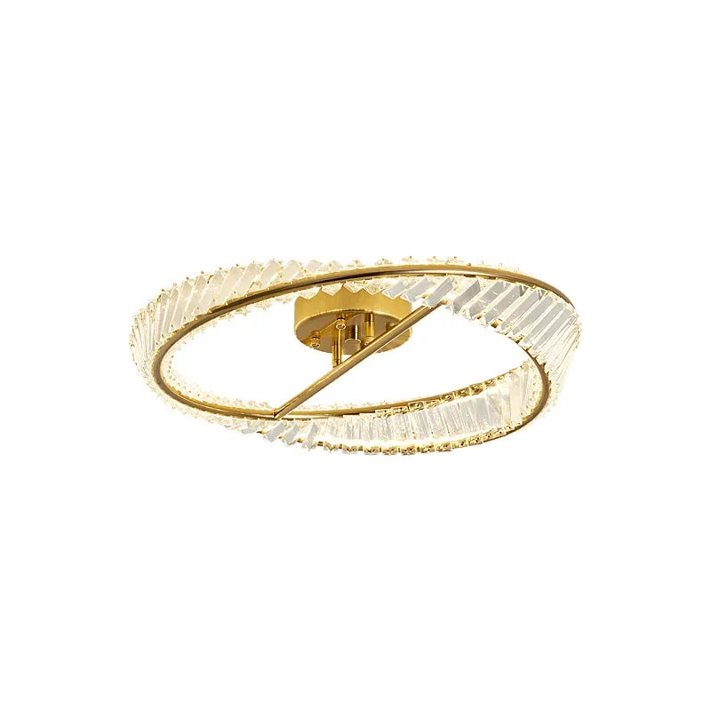 DecorBites™ Crystal Rings LED Ceiling Light: Modern Dimmable Gold Lustre for Indoor Home Decor