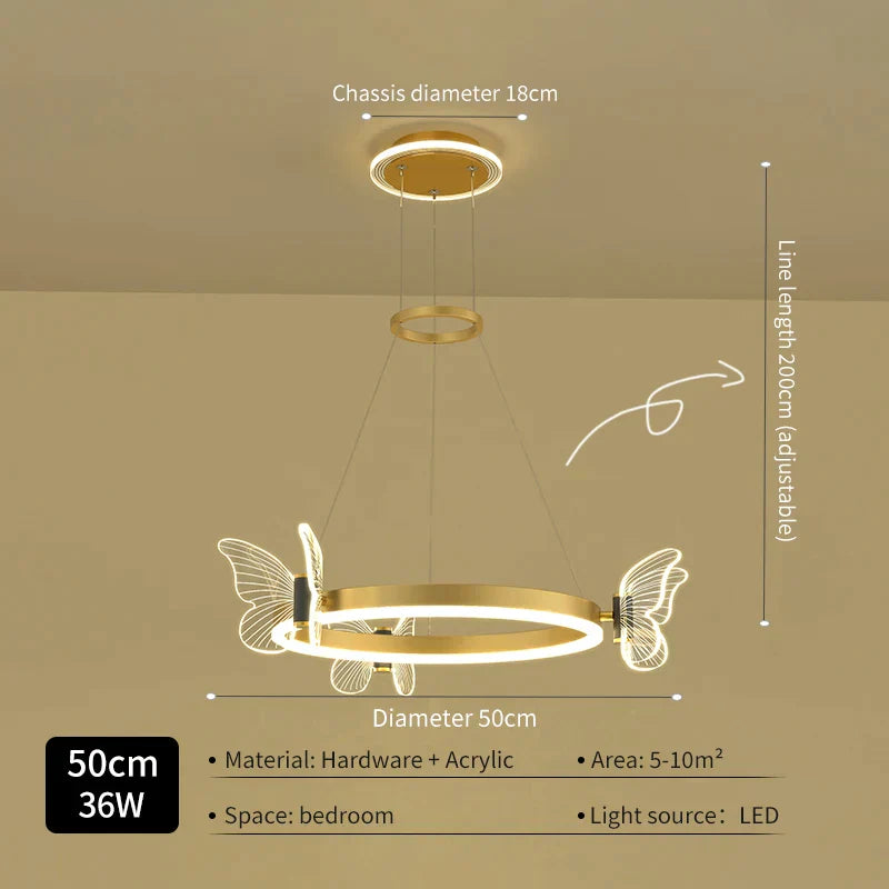 DecorBites™ Gold Butterfly LED Round Ceiling Chandelier for Living Room and Bedroom