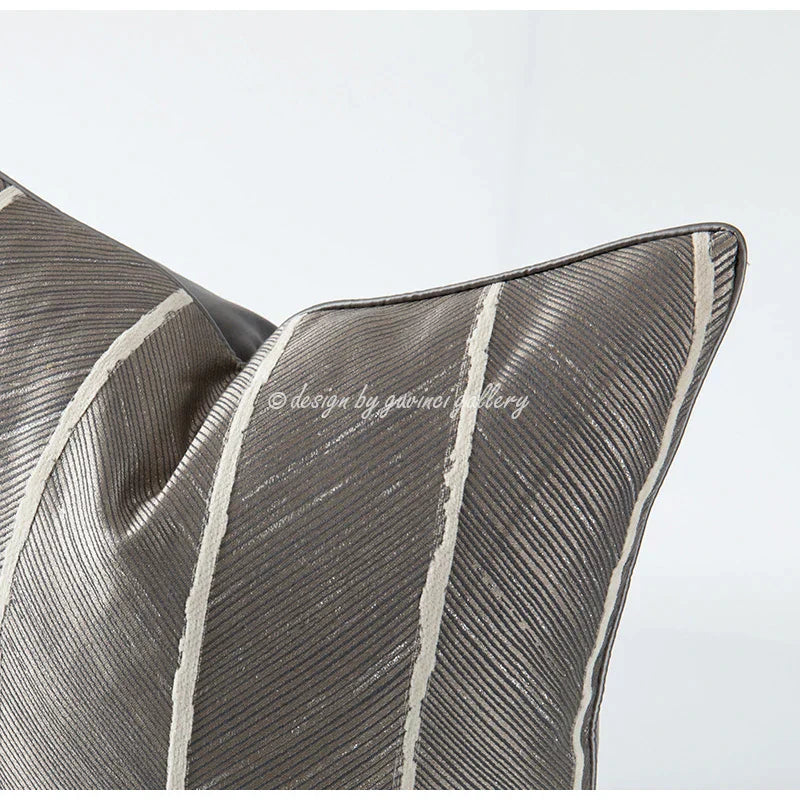 DecorBites™ Herringbone Jacquard Cushion Cover, Modern Beige White Pillowcase for Living Room