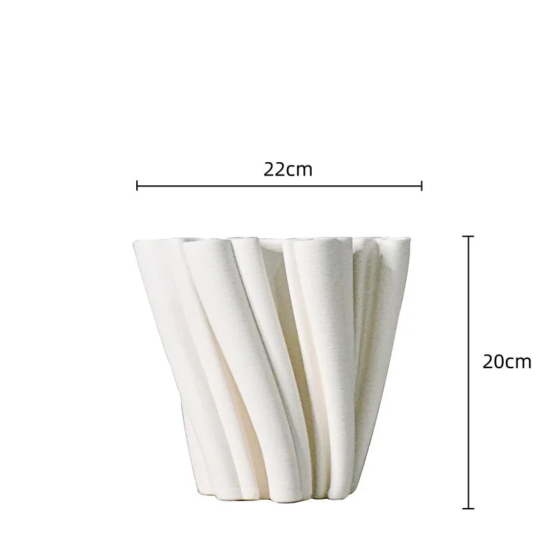 DecorBites™ Geometric Ceramic Fold Pattern Flower Vase Decorative Home Ornament
