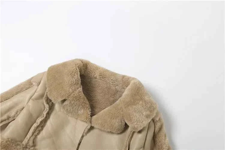 Furry Patchwork Women's Crop Jacket Warm Outwear Basic
