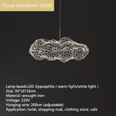 DecorBites™ Cloud Pendant Lights: Industrial Loft Firefly Chandelier for Living Room, Bedroom, Staircase
