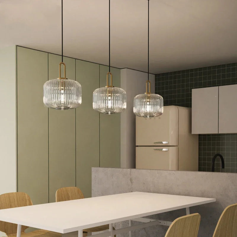 DecorBites™ Japanese Glass Pendant Light: Modern Nordic LED Hanging Lamp for Bedroom Home Décor