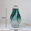 DecorBites™ Green Ripple Glass Vase with Artificial Flowers for Home Decor