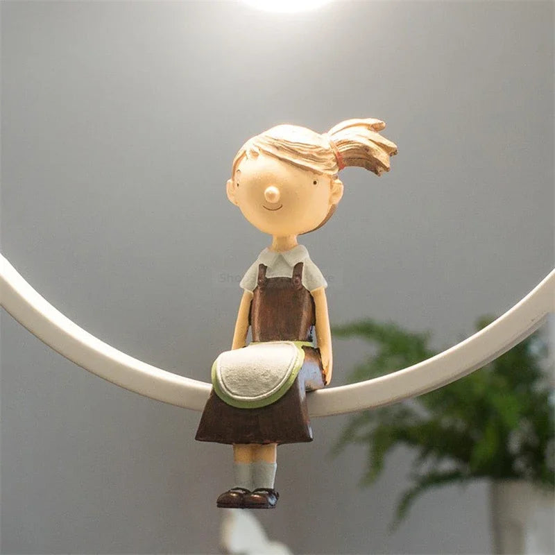 DecorBites™ Iron Ring Pendant Lights Nordic Modern Child Bedroom Hanging Lamps Led Bird Light E27