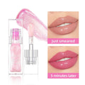 QIBEST Color Changing Lip Gloss Pearlescent Glassy Lip Oil Natural Moisturizing Lip Balm Reduce Lip Lines Jelly Plump Lips Care