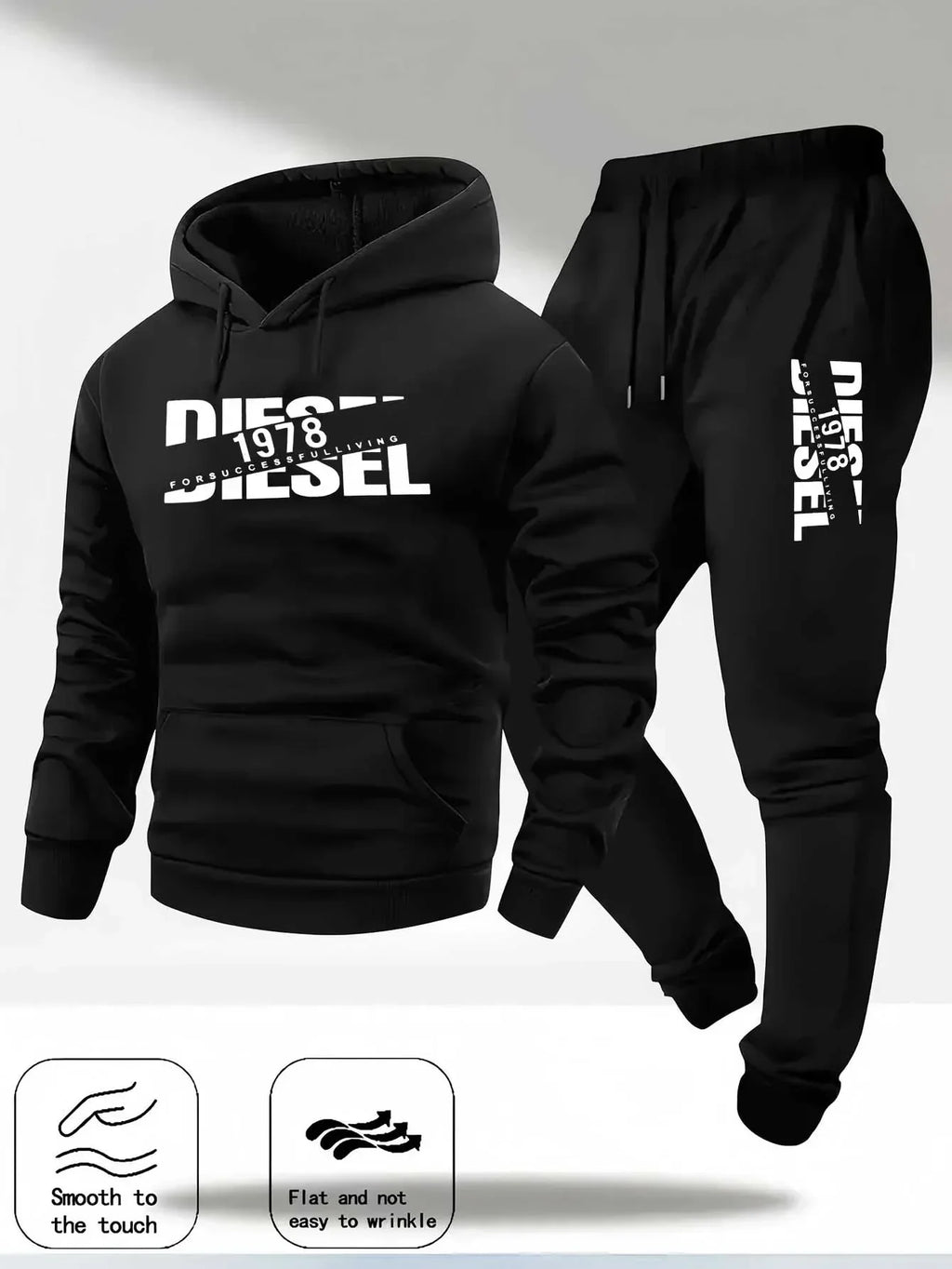 Men's Autumn/Winter Hooded Tracksuit Set – Casual Hoodie & Jogger Pants Two-Piece