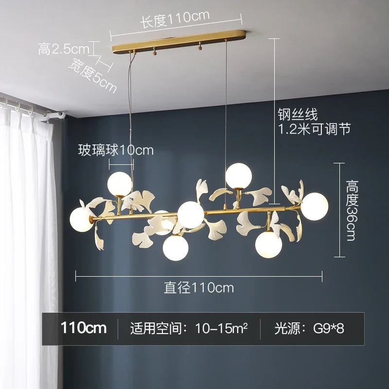 DecorBites™ Gingko Leaf Branch LED Ceiling Chandelier for Modern Living Room and Bedroom