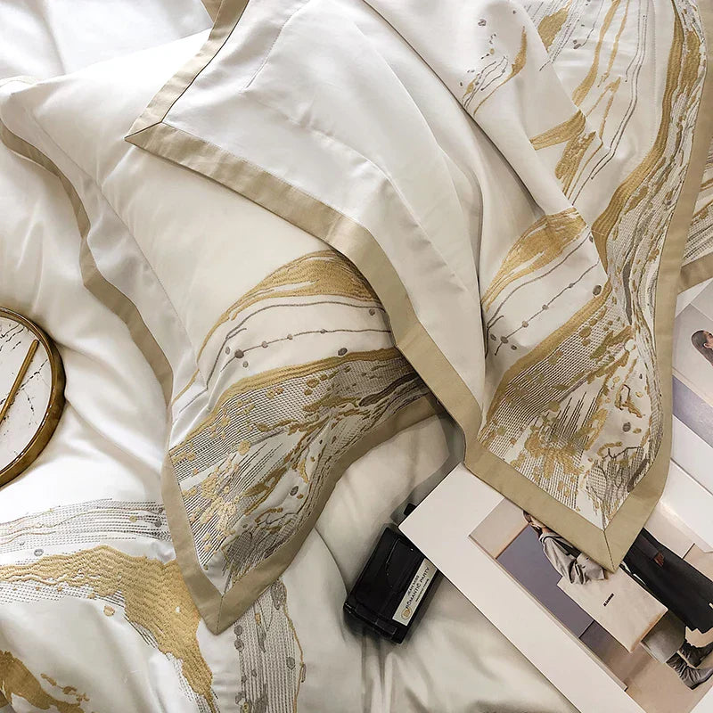 DecorBites™ Egyptian Cotton Luxury Bedding Set Quilt Cover Pillow Shams Bedclothes