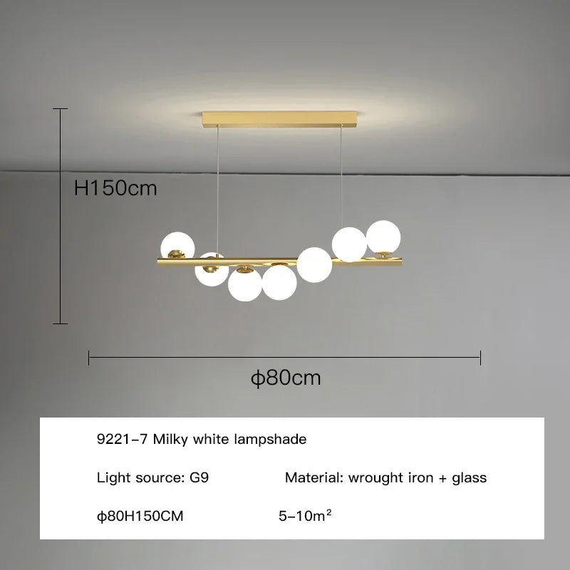 DecorBites™ Glass Ball G9 LED Chandelier for Dining Room, Kitchen, Office & Front Desk