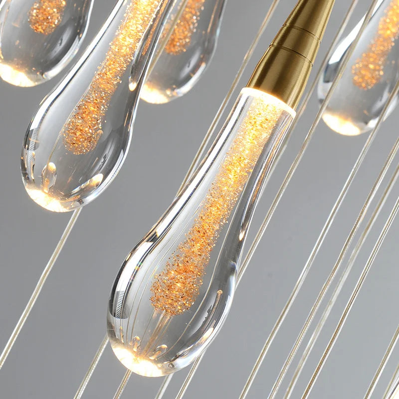 DecorBites™ Crystal Raindrop Pendant Lights - Elegant LED Foyer Chandeliers for High Ceilings