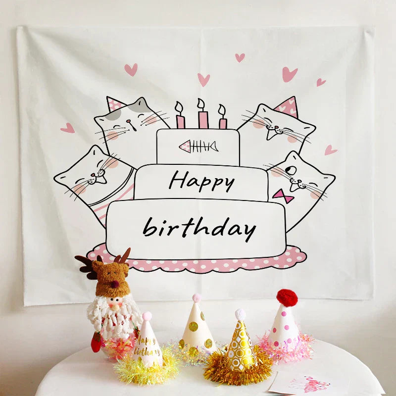 DecorBites™ Birthday Wall Tapestry Decoration Party Bedroom Hanging Cloth