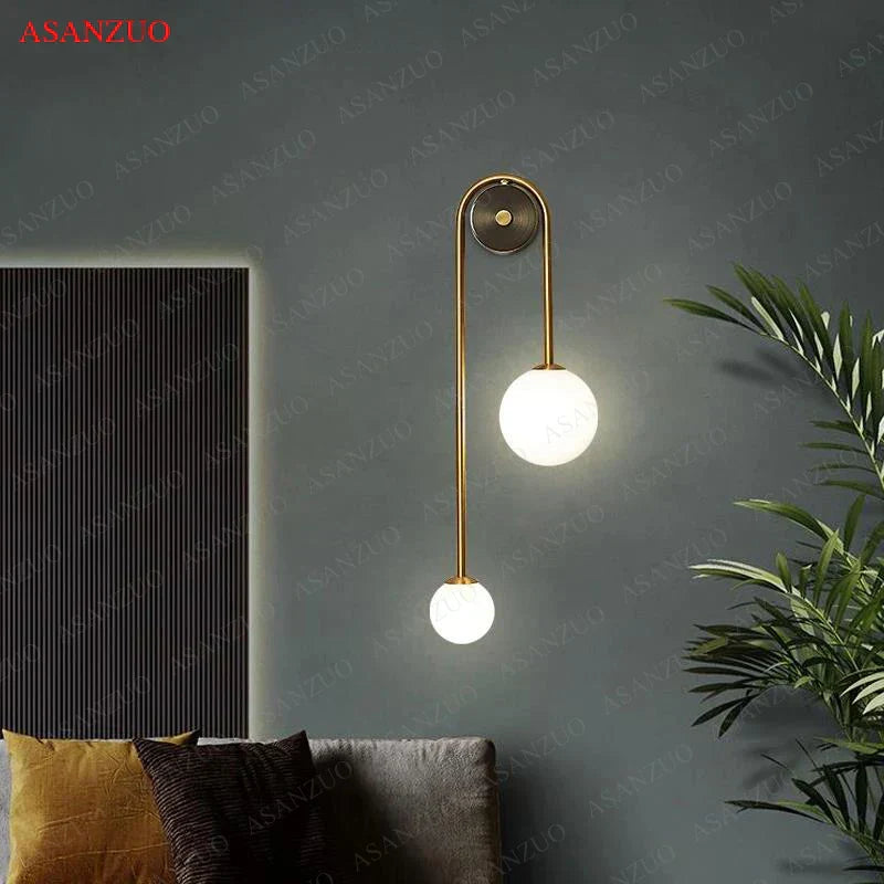 DecorBites™ Glass Ball Gold LED Wall Lamp for Modern Home Decor & Lighting