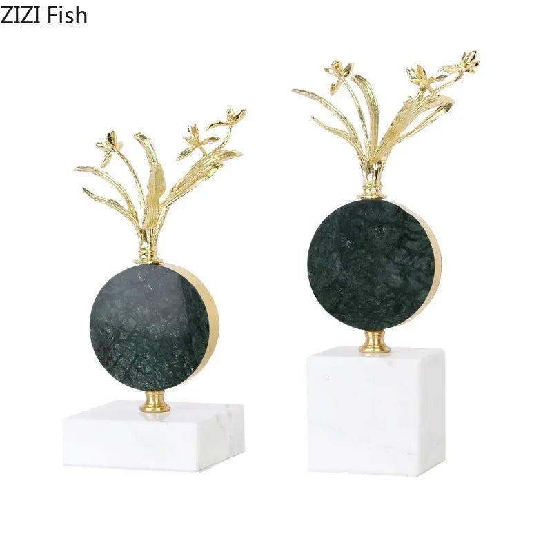 DecorBites™ Gold-plated Flower Crystal Sculpture Desk Decoration Modern Crafts Room Decor