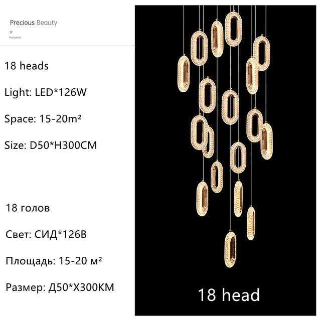 DecorBites™ Gold Lustre Oval Acrylic Chandelier for Dining and Living Spaces
