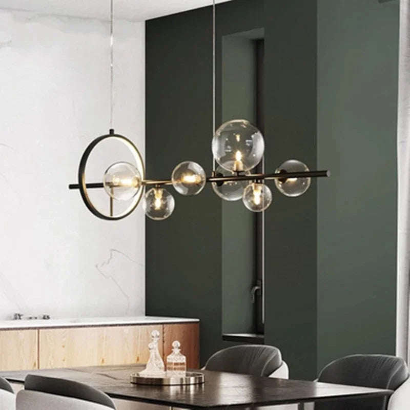 DecorBites™ Glass Ball LED Chandelier: Modern Nordic Style for Living, Dining, Kitchen, Study