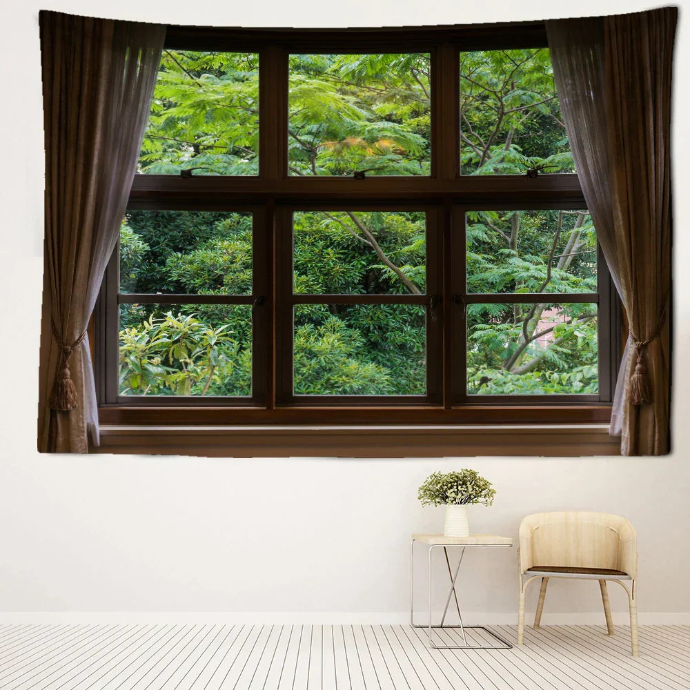 DecorBites™ Jungle Scenery Wall Tapestry: Natural Boho Minimalist Art for Home Decoration