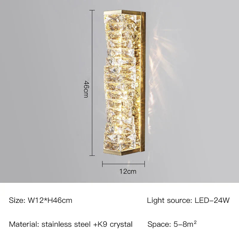 DecorBites™ Crystal Wall Lamp: Nordic LED Luxury Design, Art Gold/Chrome for Living Room, Bedroom