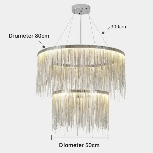 DecorBites™ Gold Chain Chandelier with Remote Control - Modern LED Pendant Light for Home Décor