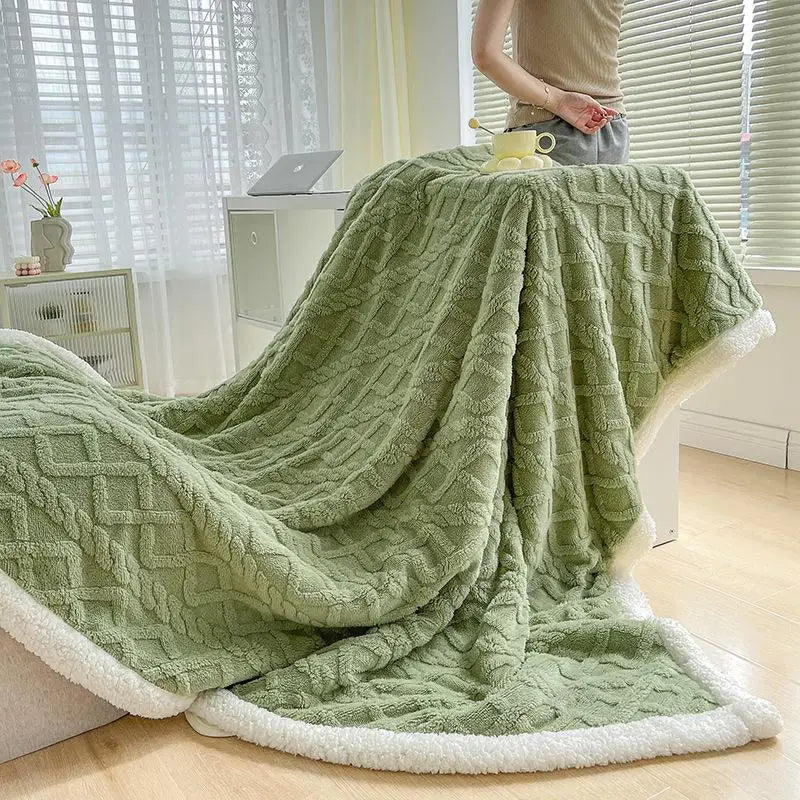 DecorBites™ Lambswool Coral Flannel Blanket for Home & Office - Cozy Sofa & Bed Cover