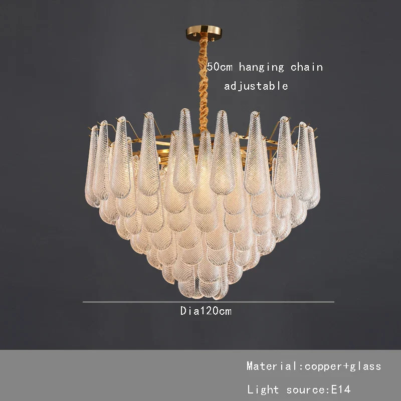 DecorBites™ Gold Glass Pendant Light for Dining Table & Hotel, Modern Foyer Ceiling Lamps