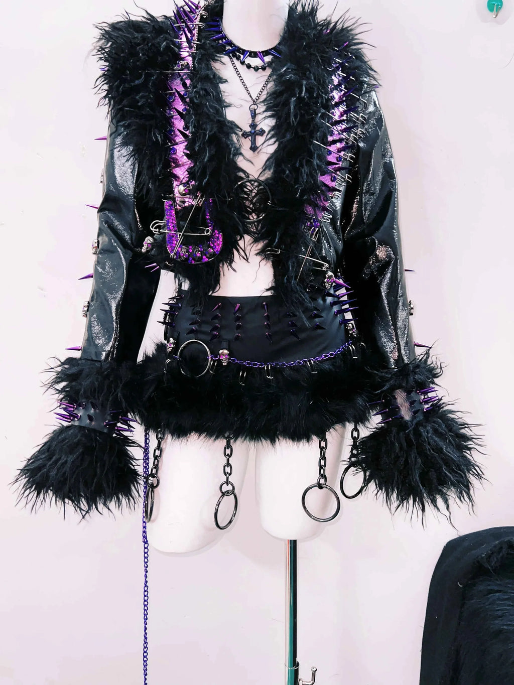 Women's Rivet Leather jacket Skull Leather jacket Gothic Leather jacket
