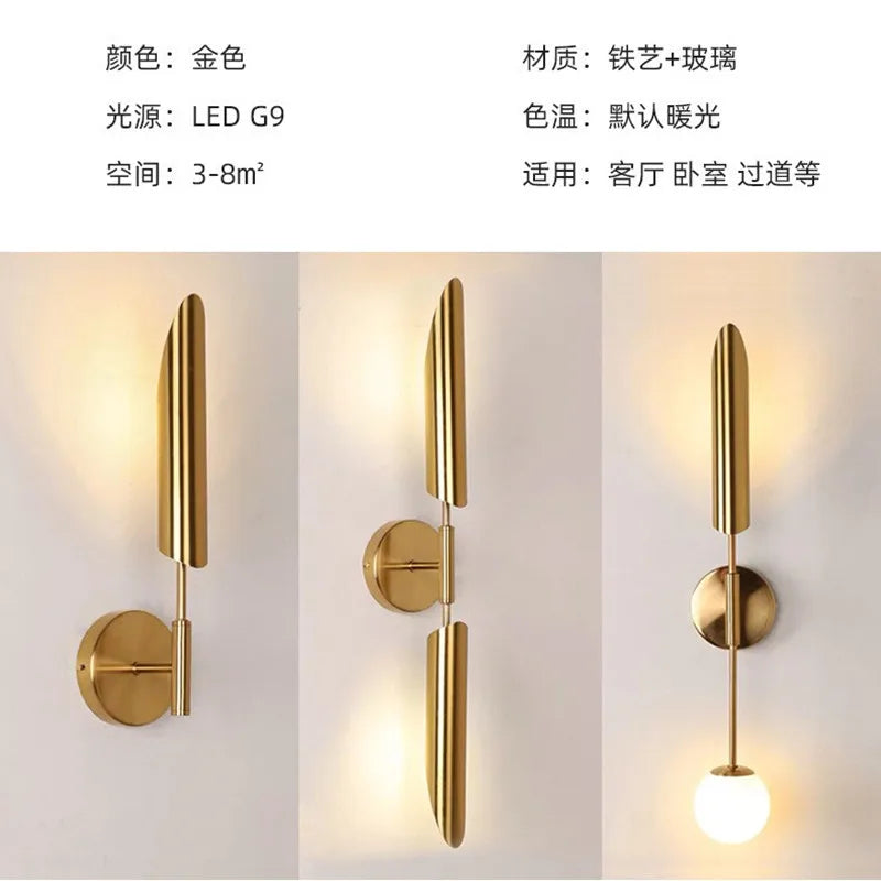 DecorBites™ Golden Inclined Tube Wall Light for Modern Luxury Living Room and Bedroom